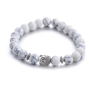 Classic Natural Stone Buddha Charm Bracelet  For Women Chic Silver Color Elephant Beads Bracelets Fashion Men Jewelry