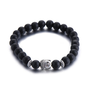 Classic Natural Stone Buddha Charm Bracelet  For Women Chic Silver Color Elephant Beads Bracelets Fashion Men Jewelry