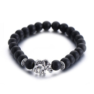 Classic Natural Stone Buddha Charm Bracelet  For Women Chic Silver Color Elephant Beads Bracelets Fashion Men Jewelry