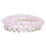 Ethnic Pink and White Natural Stone Bracelet for Women Fashion Rope Chain Strand Bracelets & Bangles Lovers Gifts Jewelry