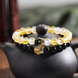 Trendy Natural Moonstone Beads Bracelets Men Jewelry Charm Golden Crystal Crown Bracelet For Women Bangles Pulseira Masculina