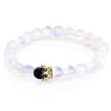 Trendy Natural Moonstone Beads Bracelets Men Jewelry Charm Golden Crystal Crown Bracelet For Women Bangles Pulseira Masculina